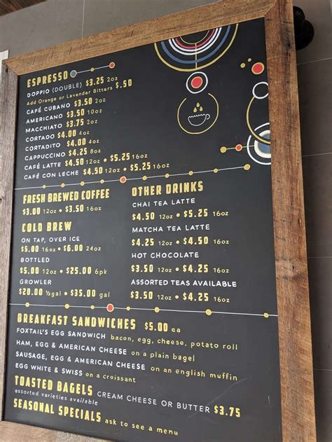 Foxtail Coffee Menu, Prices, Delivery 